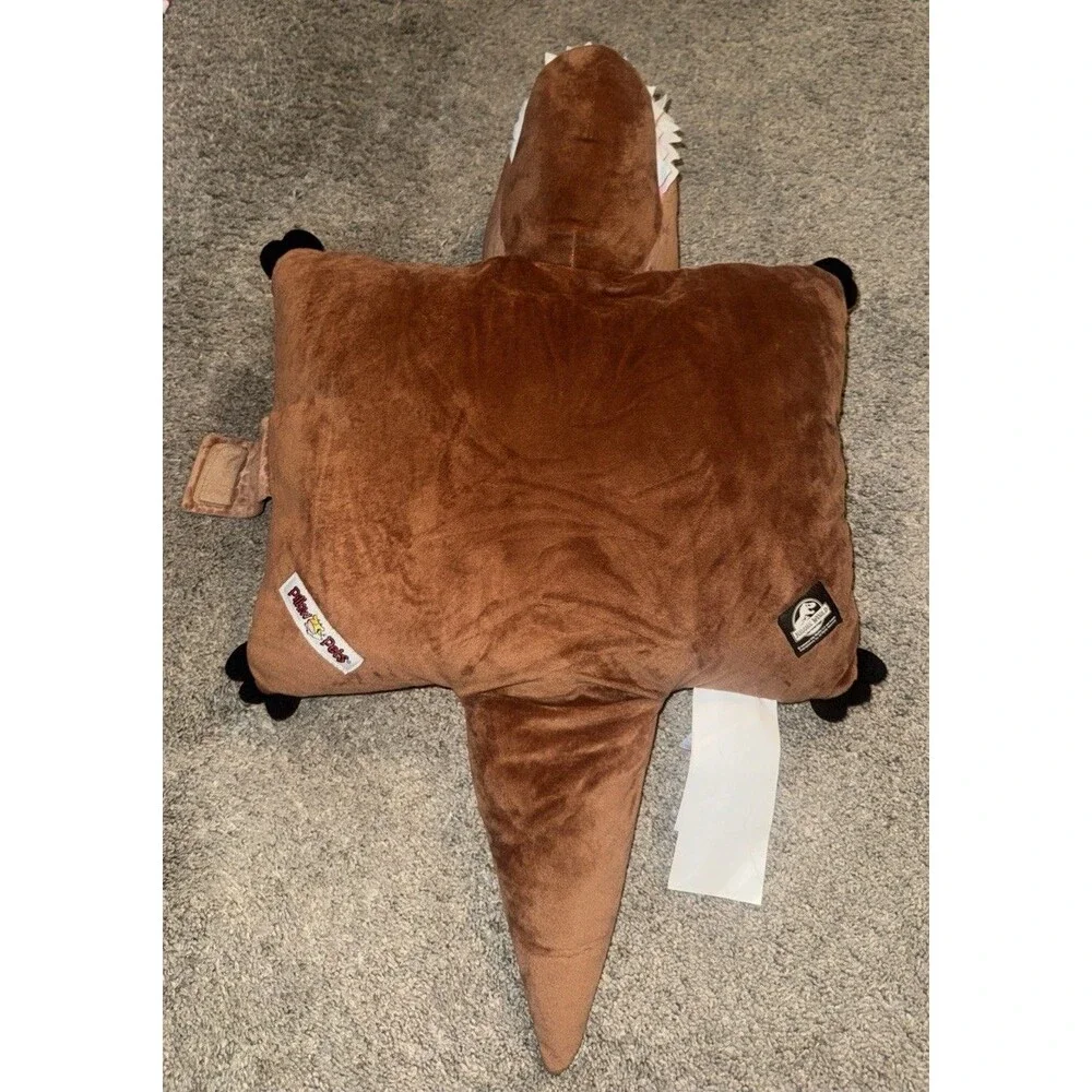 Jurassic World T-Rex Plush Toy PILLOW PETS 16” Brown Excellent Condition